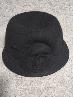Wool Cloche with Flower Accent